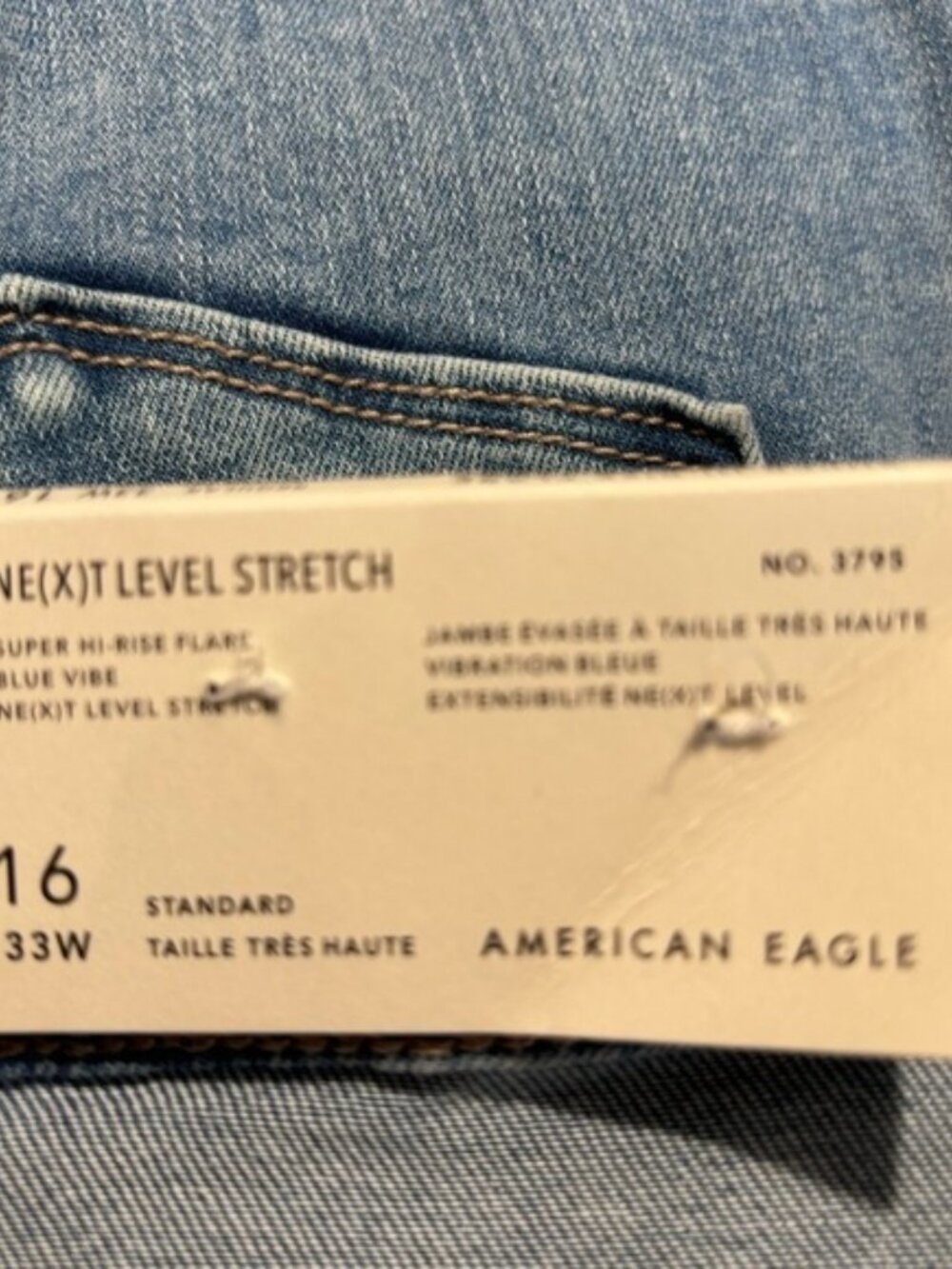AMERICAN EAGLE Sz 16 Super High Rise Flare Distressed Light Wash Jeans NEW - Picture 6 of 10